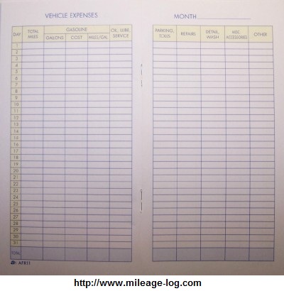 vehicle expense log book